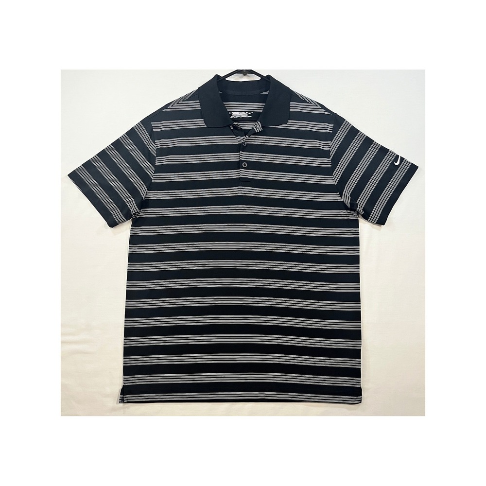 Nike Golf Tour Performance Dri-FIT Striped Polo Shirt Black White 452505-010 L